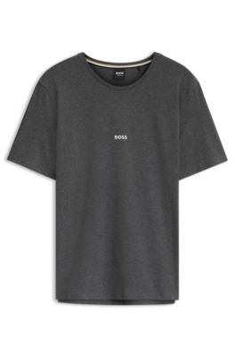 Camiseta de pijama de algod&oacute;n el&aacute;stico con rayas de la marca, Gris