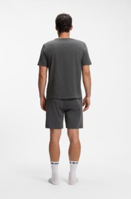 Camiseta de pijama de algod&oacute;n el&aacute;stico con rayas de la marca, Gris