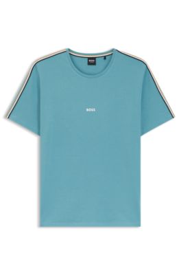 Camiseta de pijama de algod&oacute;n el&aacute;stico con rayas de la marca, Celeste