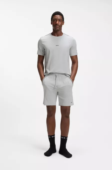 Stretch-cotton pyjama shorts with signature-stripe tape