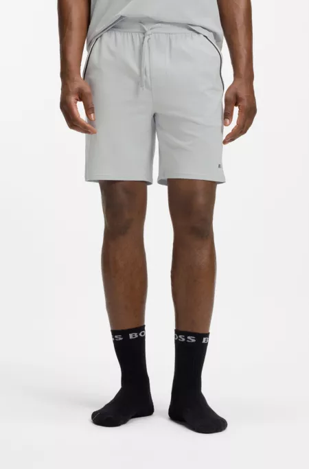 Stretch-cotton pyjama shorts with signature-stripe tape