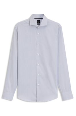 Wrinkle-resistant slim-fit shirt in cotton dobby, Light Blue