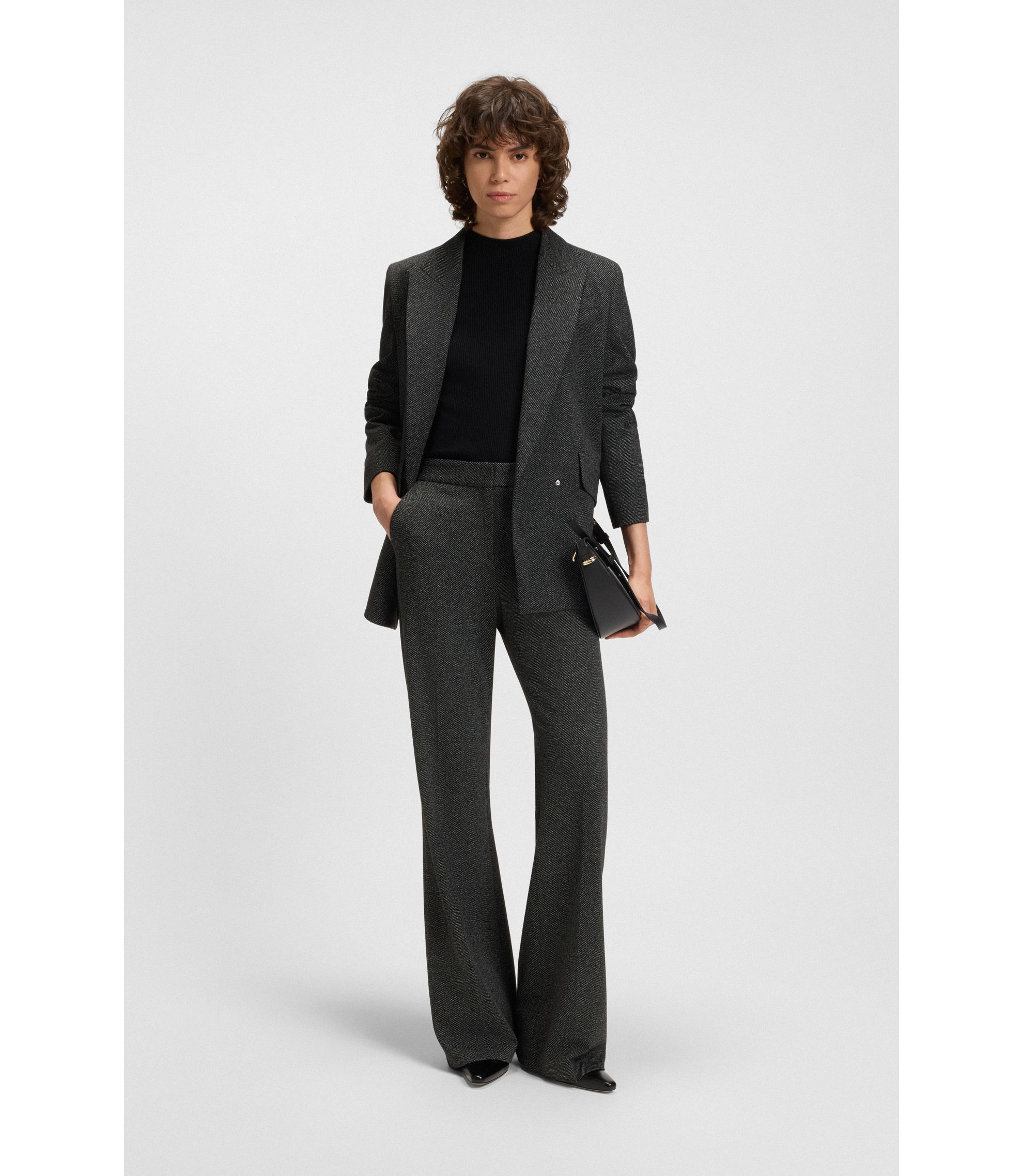 BOSS - Regular-fit blazer with concealed closure - Dark Grey