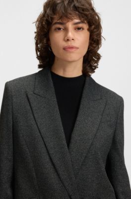 Regular-fit blazer with concealed closure, Dark Grey