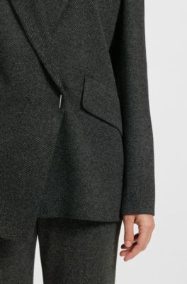 Regular-fit blazer with concealed closure, Dark Grey
