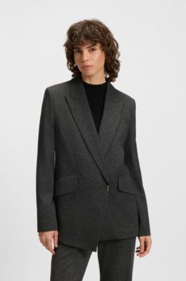 Regular-fit blazer with concealed closure, Dark Grey