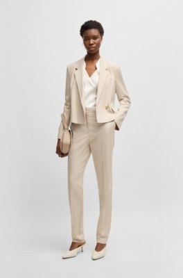 Regular-fit blouse with draped neckline, White