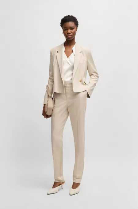 Regular-fit blouse with draped neckline