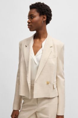 Regular-fit blouse with draped neckline, White