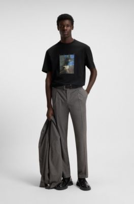 Camiseta de punto de algod&oacute;n con ilustraci&oacute;n de bailarina, Negro