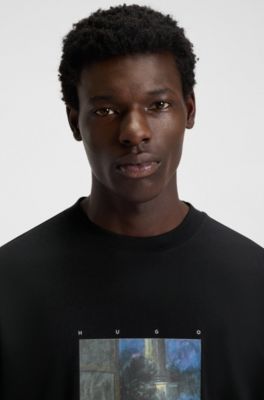 Camiseta de punto de algod&oacute;n con ilustraci&oacute;n de bailarina, Negro