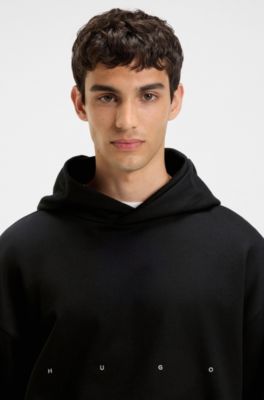 Prenda con capucha oversize fit en felpa de algod&oacute;n con ilustraci&oacute;n de bailarina, Negro