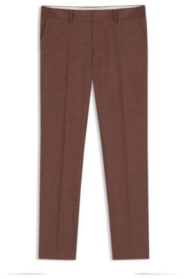 Patterned slim-fit trousers in stretch fabric, Brown