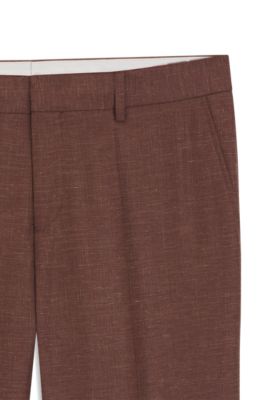 Patterned slim-fit trousers in stretch fabric, Brown
