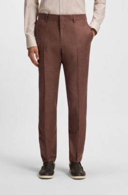 Patterned slim-fit trousers in stretch fabric, Brown