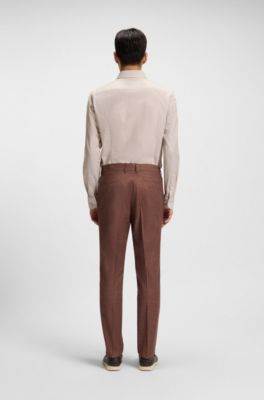 Patterned slim-fit trousers in stretch fabric, Brown
