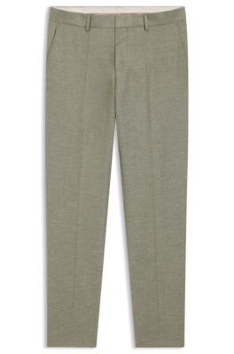 Patterned slim-fit trousers in stretch fabric, Green