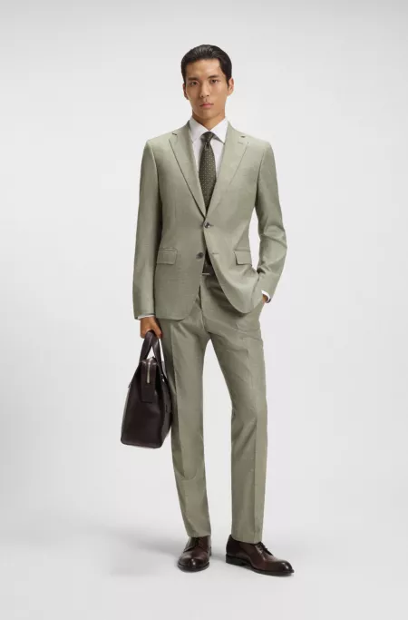 Patterned slim-fit trousers in stretch fabric