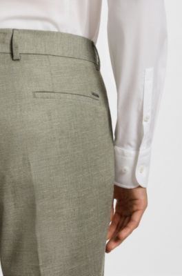 Patterned slim-fit trousers in stretch fabric, Green