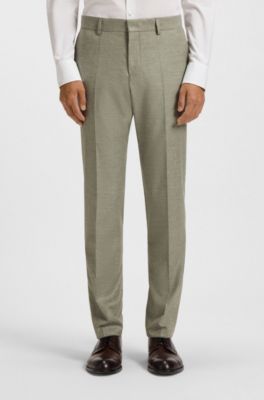 Patterned slim-fit trousers in stretch fabric, Green
