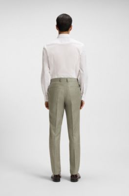 Patterned slim-fit trousers in stretch fabric, Green