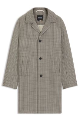Abrigo de corte cl&aacute;sico con estampado a cuadros, Beige