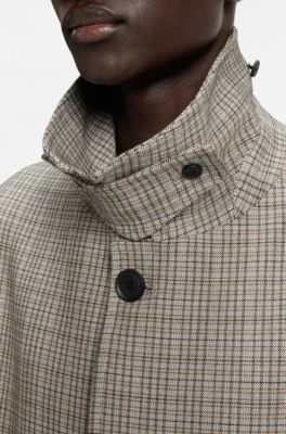 Abrigo de corte cl&aacute;sico con estampado a cuadros, Beige