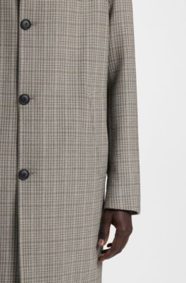 Abrigo de corte cl&aacute;sico con estampado a cuadros, Beige