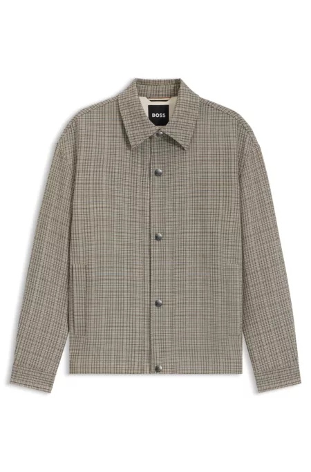 Checked relaxed-fit overshirt in stretch fabric