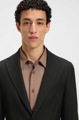 Veste Slim en tissu stretch lavable en machine, Noir