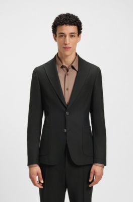 Veste Slim en tissu stretch lavable en machine, Noir