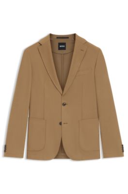 Machine-washable slim-fit jacket in stretch fabric, Beige