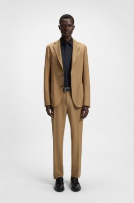 Veste Slim en tissu stretch lavable en machine, Beige