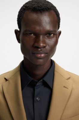 Veste Slim en tissu stretch lavable en machine, Beige