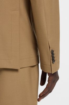 Veste Slim en tissu stretch lavable en machine, Beige