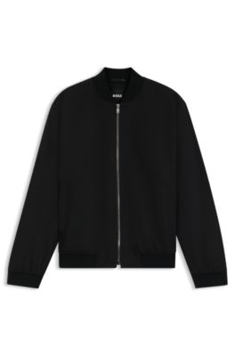 Machine-washable slim-fit jacket in stretch fabric, Black
