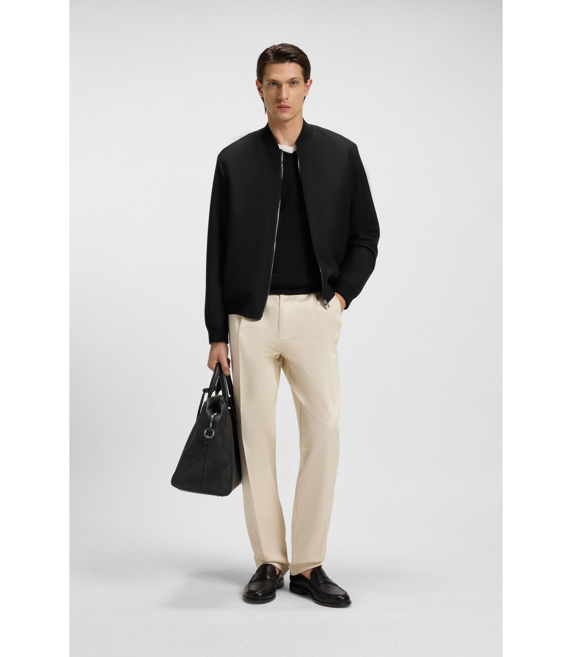 HUGO BOSS gimmick blouson black 短丈 L HUGO - Regular-fit jacket in waxed cotton - Black