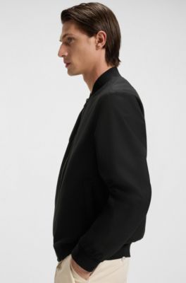 Machine-washable slim-fit jacket in stretch fabric, Black