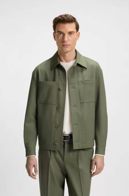 Machine-washable relaxed-fit overshirt in stretch fabric