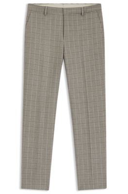 Pantalon Relaxed en tissu stretch &agrave; carreaux, Beige