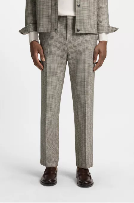 Checked relaxed-fit trousers in stretch fabric