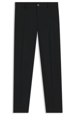 Machine-washable tapered-fit trousers in stretch fabric, Black