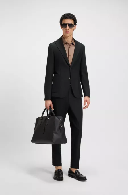 Machine-washable tapered-fit trousers in stretch fabric