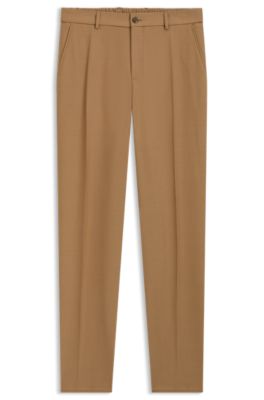 Pantalones tapered fit de tejido el&aacute;stico lavable a m&aacute;quina, Beige