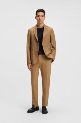 Pantalones tapered fit de tejido el&aacute;stico lavable a m&aacute;quina, Beige