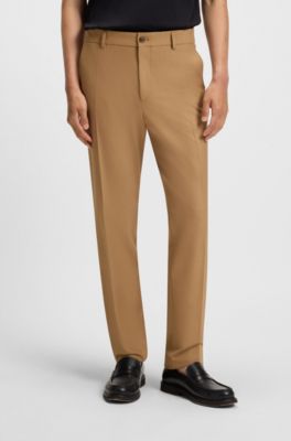 Pantalones tapered fit de tejido el&aacute;stico lavable a m&aacute;quina, Beige