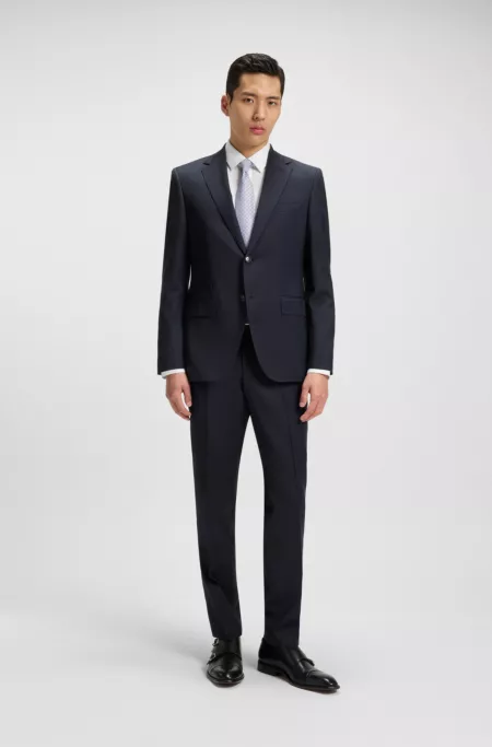 Striped regular-fit suit in virgin wool