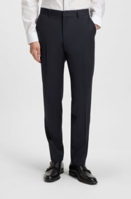 Striped regular-fit suit in virgin wool, Dark Blue