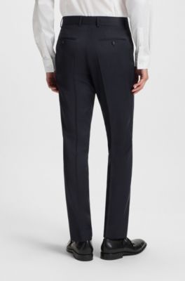 Striped regular-fit suit in virgin wool, Dark Blue