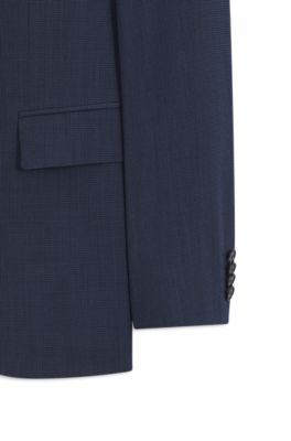 Micro-patterned slim-fit suit in stretch cloth, Dark Blue